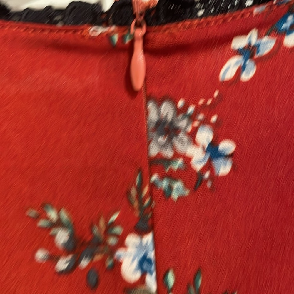 LOVE+HARMONY Burgundy Boho Peasant Floral Midi Dress, Size Small - Picture 8 of 10